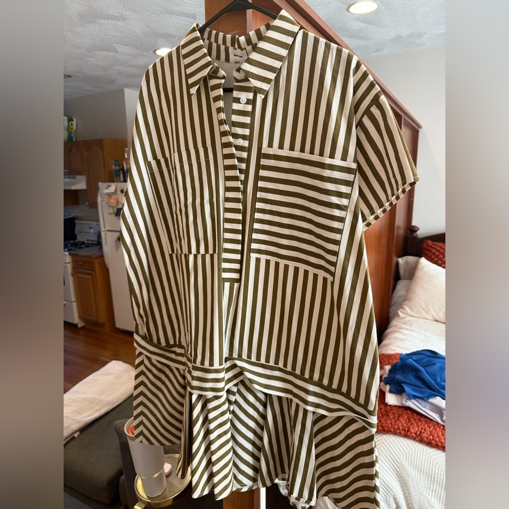 Striped Short Sleeve Shirt dress